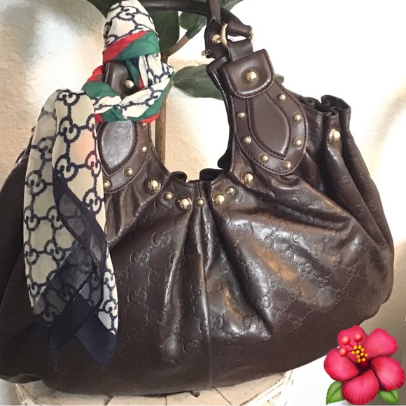 Gucci Handbags - GUCCI Guccissima Large Leather Studded Pelham Hobo Bag